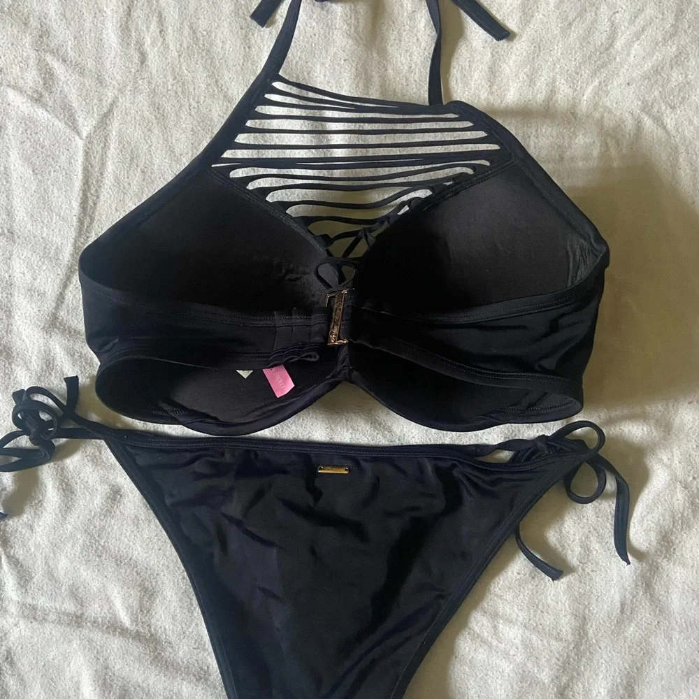 Victoria's Secret Black Strappy Bikini 34DD - Picture 2 of 2